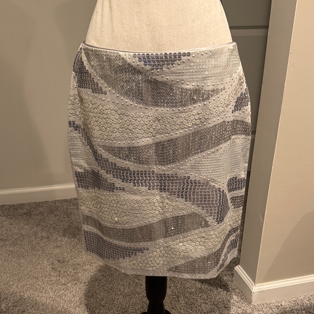 White House Black Market Silver And Gray Pencil Skirt